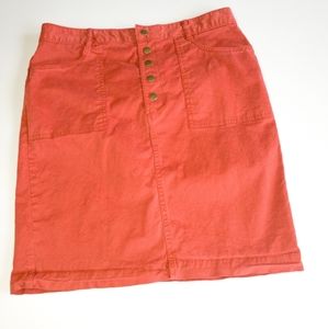 Banana Republic snap front orange pencil skirt size 8